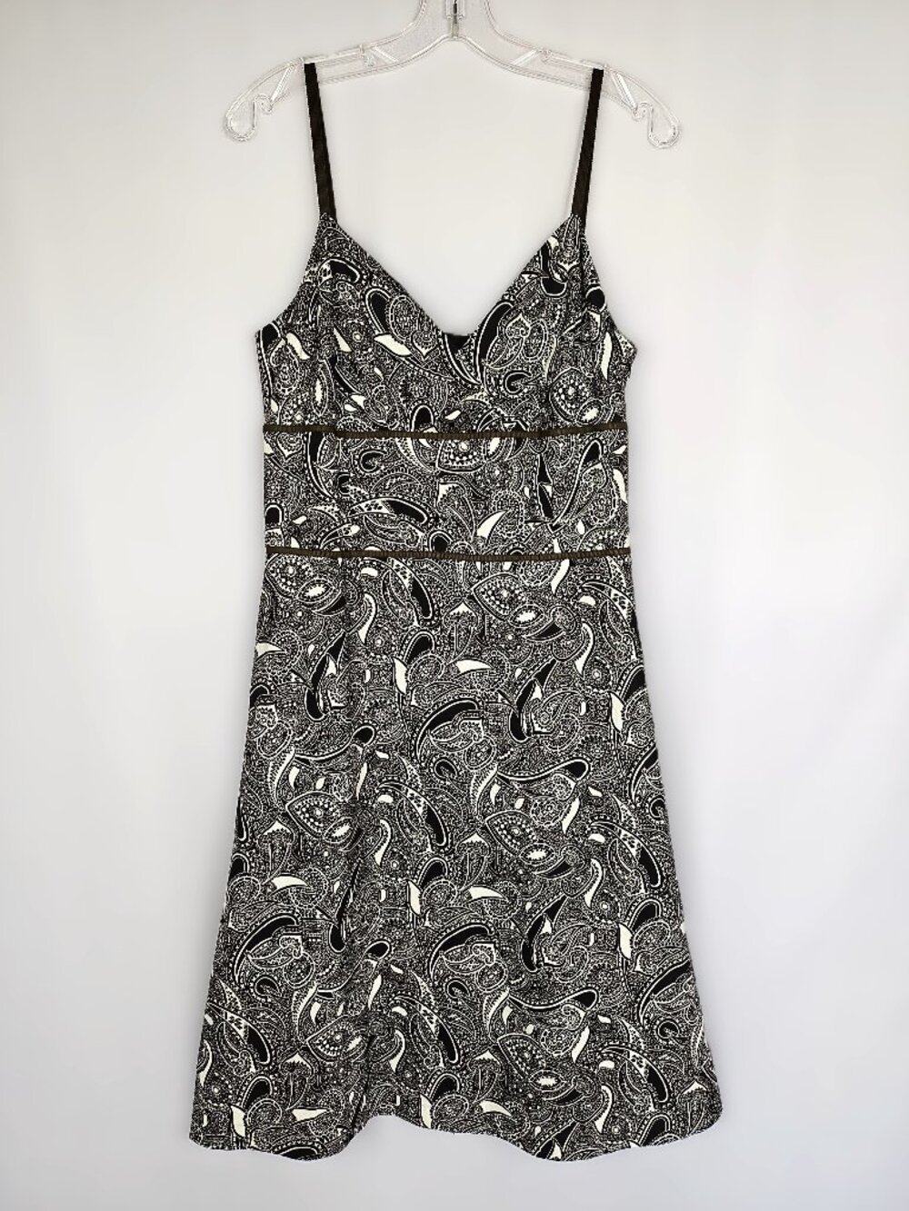 Ann Taylor LOFT Paisley Dress | Brown White | Lined | Size 12